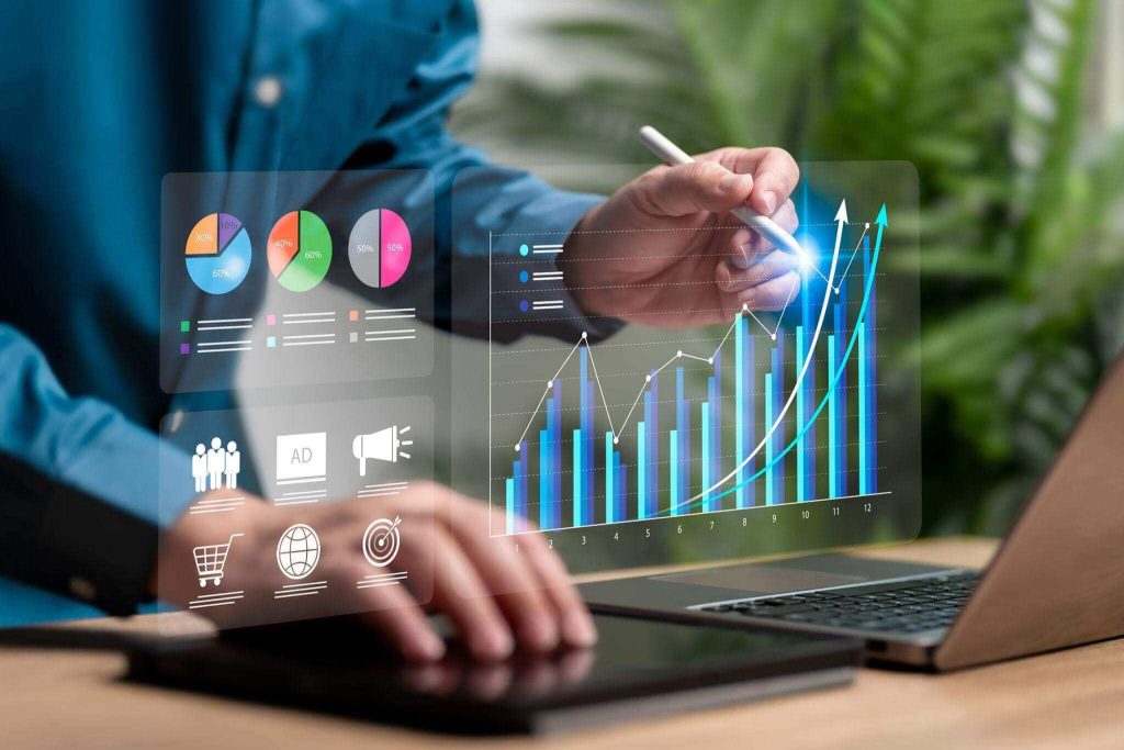 Digital marketing analytics showing business growth and increased sales